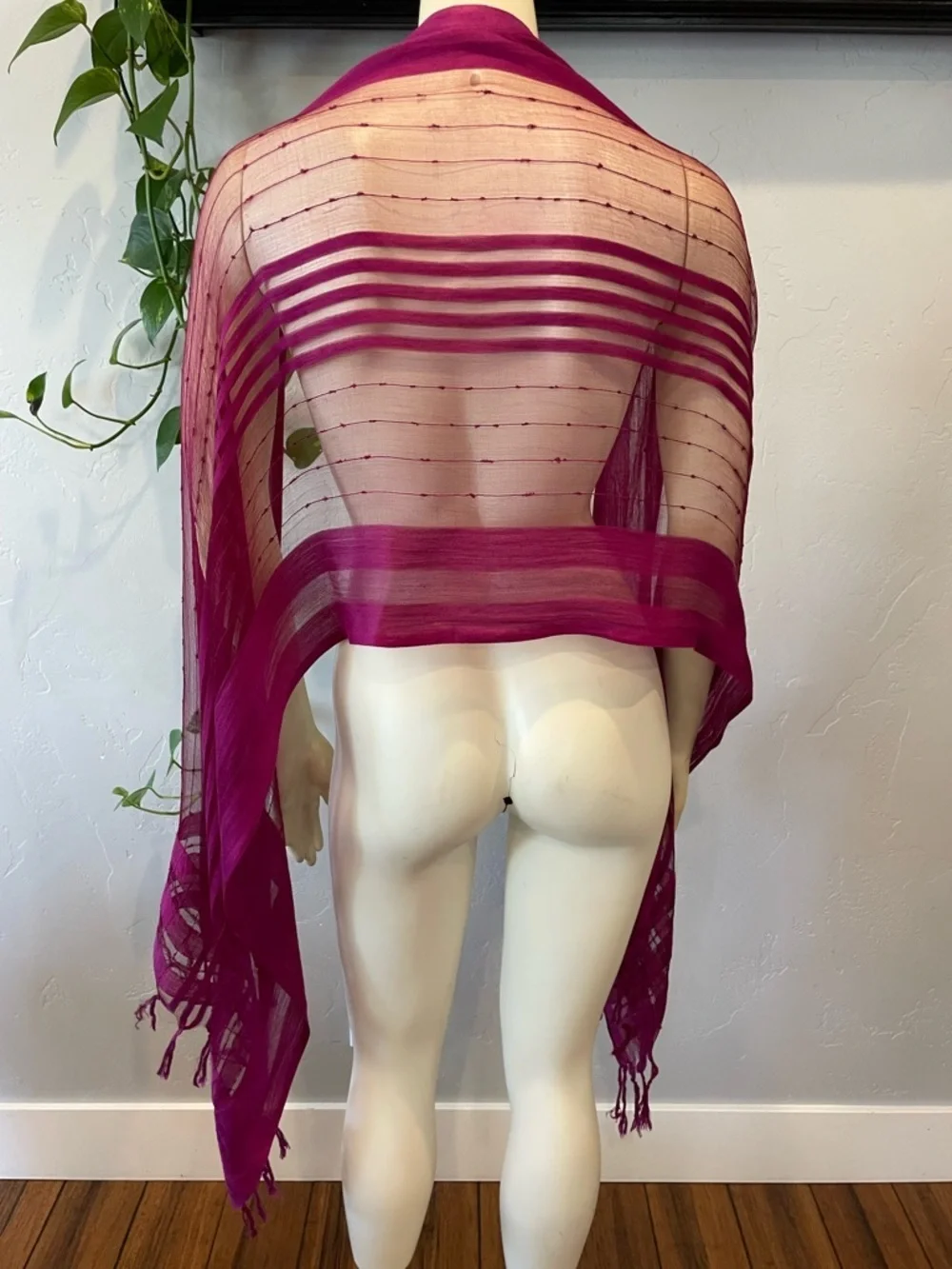 New sheer cotton/silk Fuchsia Wrap/pashmina/Shawl Lightweight Women's Accessory
